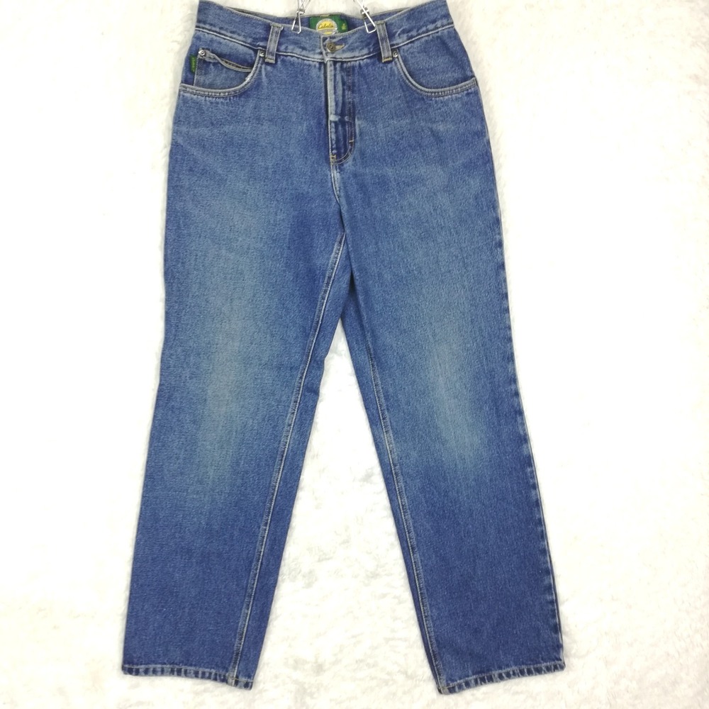 Cabela's Womens Mom Jeans High Rise Blue Denim Medium Wash Straight 10